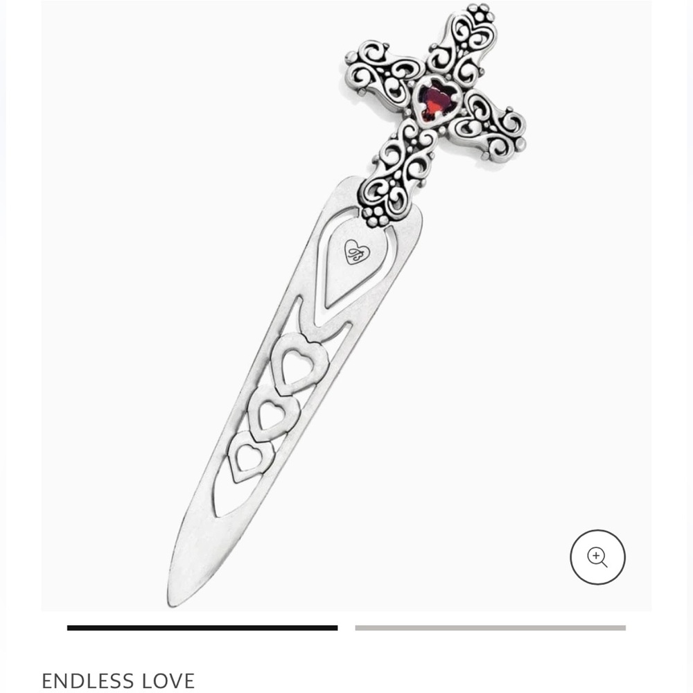 NWT Brighton Endless Love Silverplate Bookmark with Red Heart-Shaped Stone